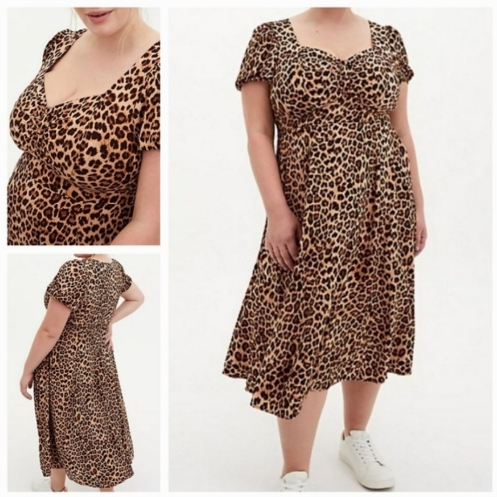 NWT Torrid Leopard Stretch Challis Skater Midi Dress Size 1x 14/16 - Picture 16 of 16